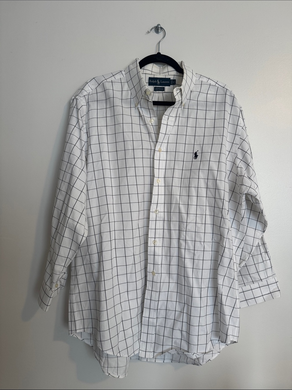 Vintage Ralph Lauren Yarmouth White Windowpane Button-Down Shirt - Picture 1 of 7